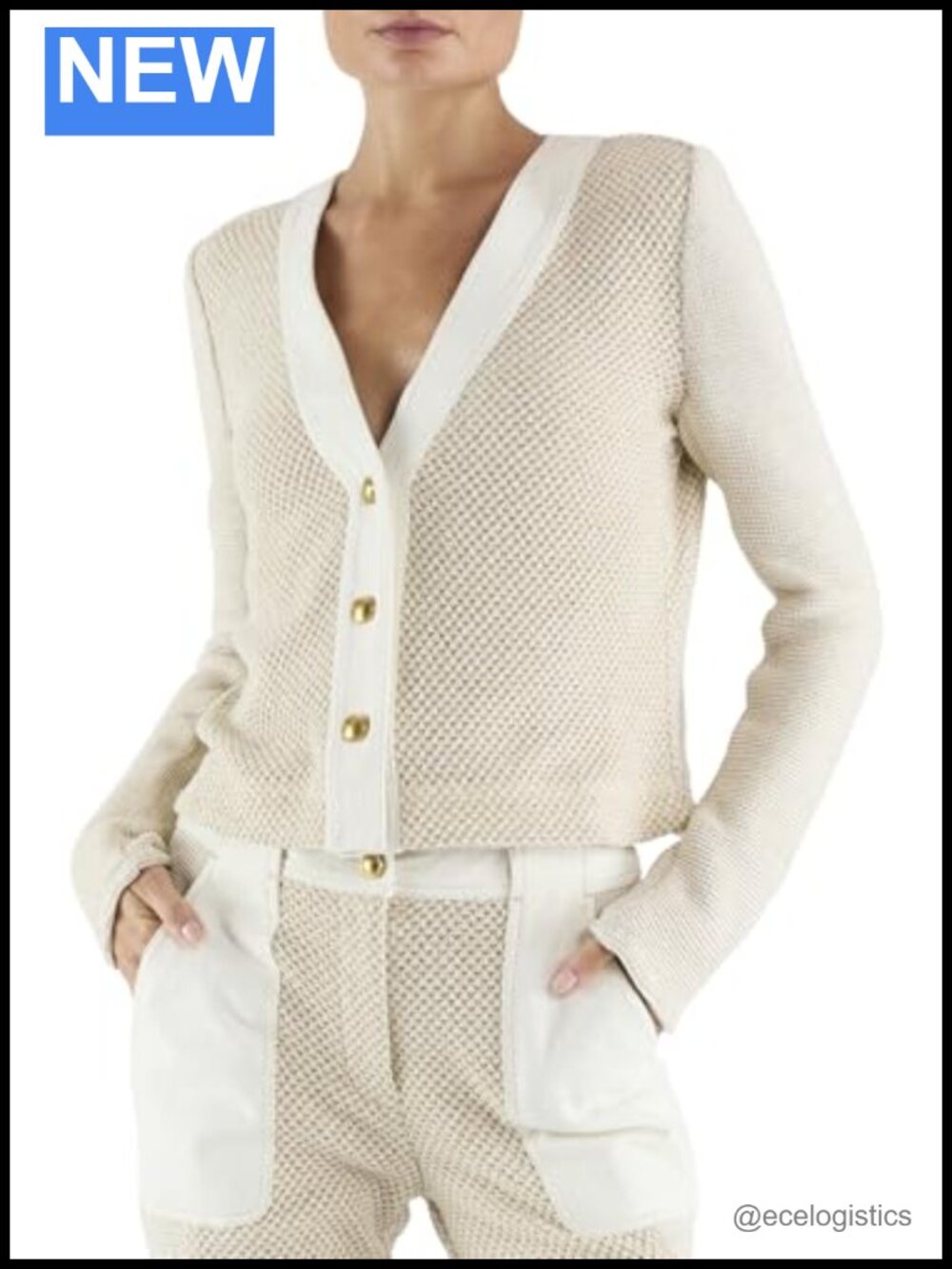 Tweed Fitted Button Down Jacket with Roll Up Sleeves